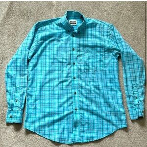 Wrangler Riata Style Men’s Large Blue Plaid Button Up